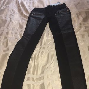 Black pants with pleather detail